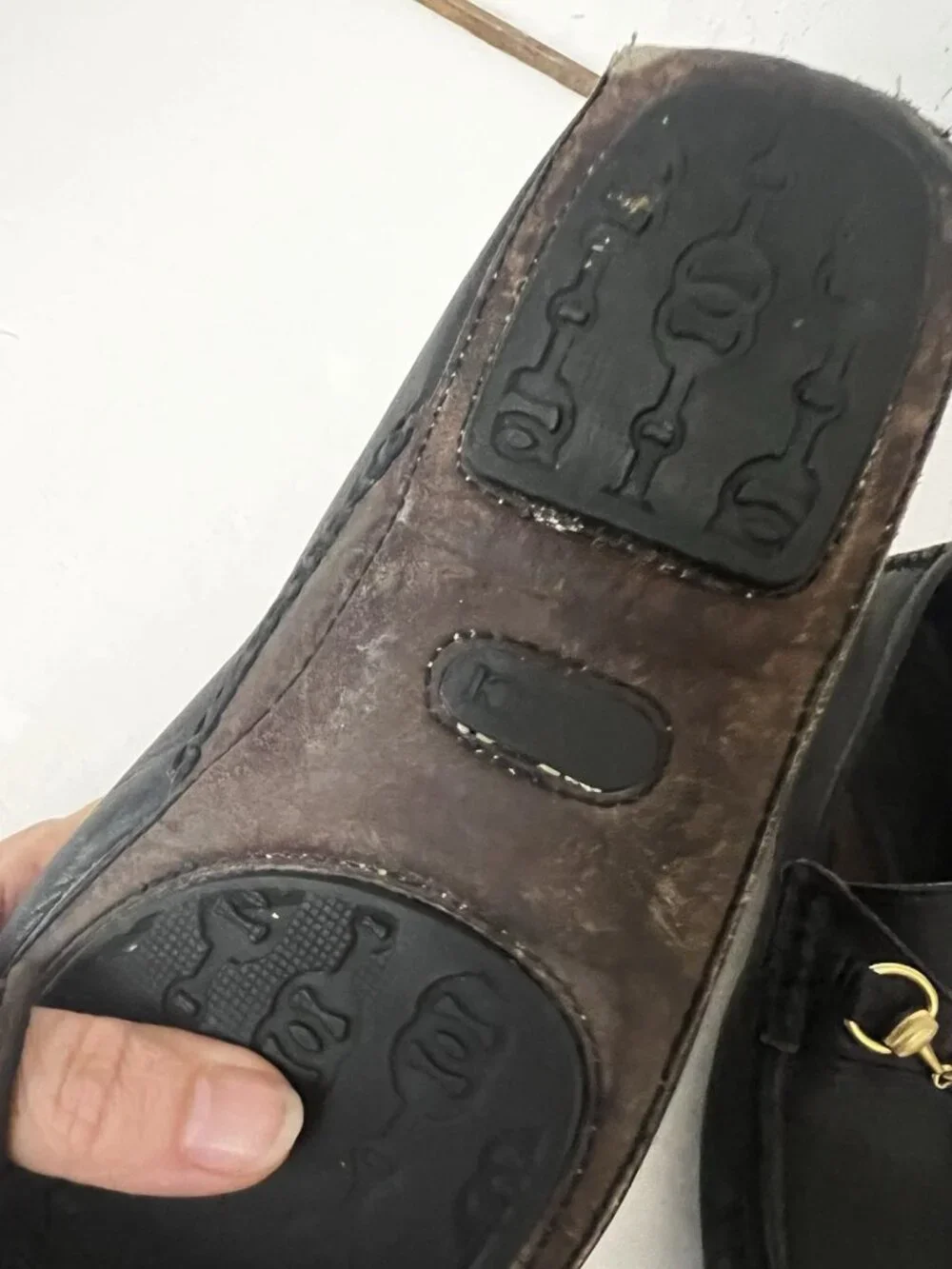 Gucci Brown Leather Gold Horsebit Driving Loafers Mens Sz 8 M Super Distressed